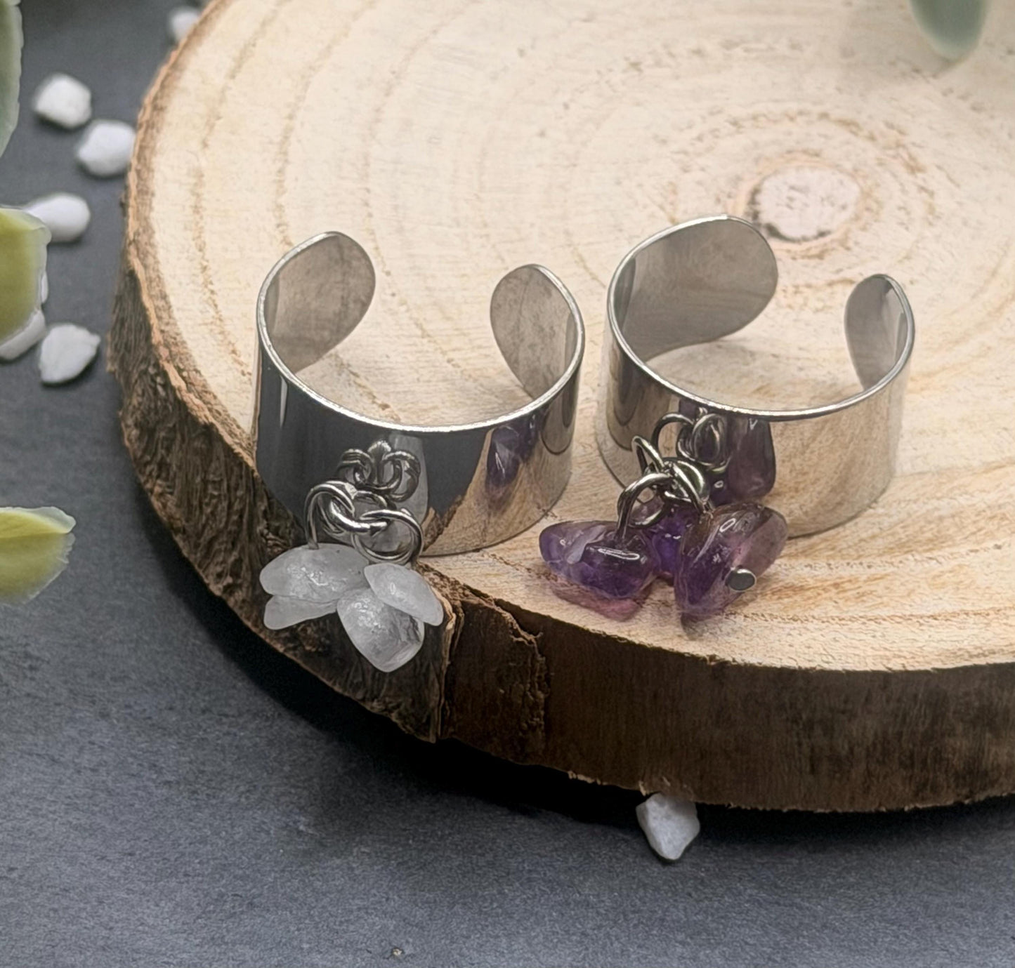 Équinoxe – Bague Pierre de Lune | Bague réglable | Pierre naturelle féminité & intuition | Bijou acier inoxydable fait main