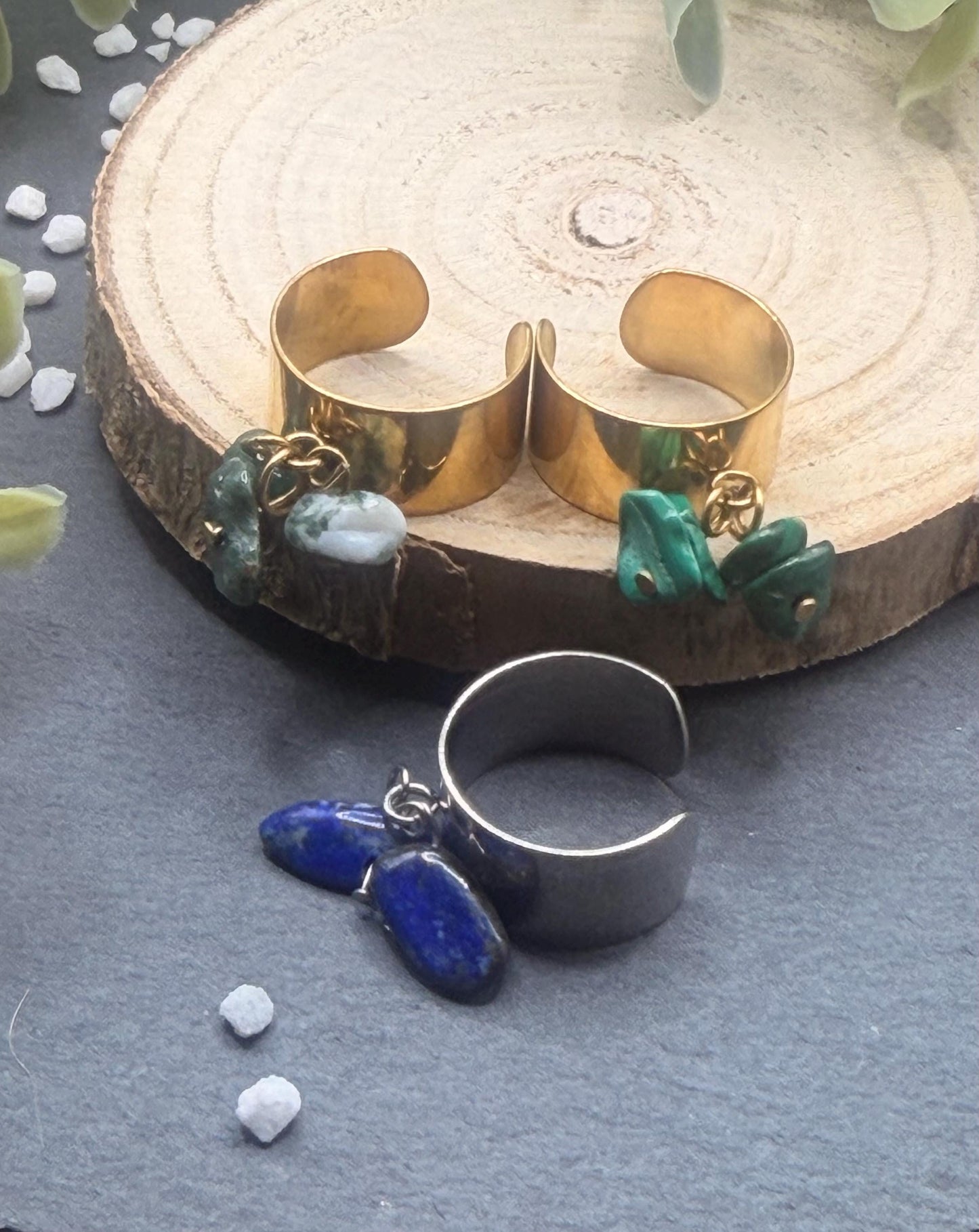 Équinoxe – Bague Agate Mousse | Bague réglable | Pierre naturelle équilibre & renouveau | Bijou acier inoxydable fait main